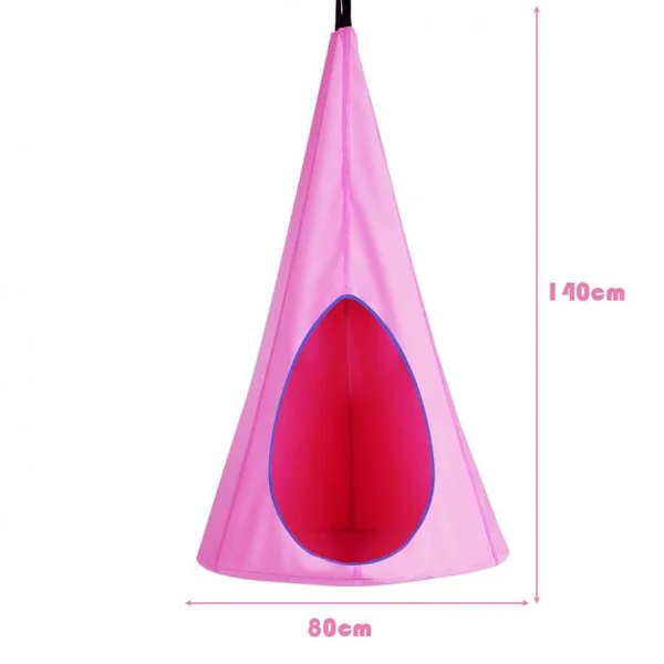 Balançoire Nid d’Oiseau avec Tente Hamac à Suspendu avec Crochet et Corde Charge Max.115KG Rose