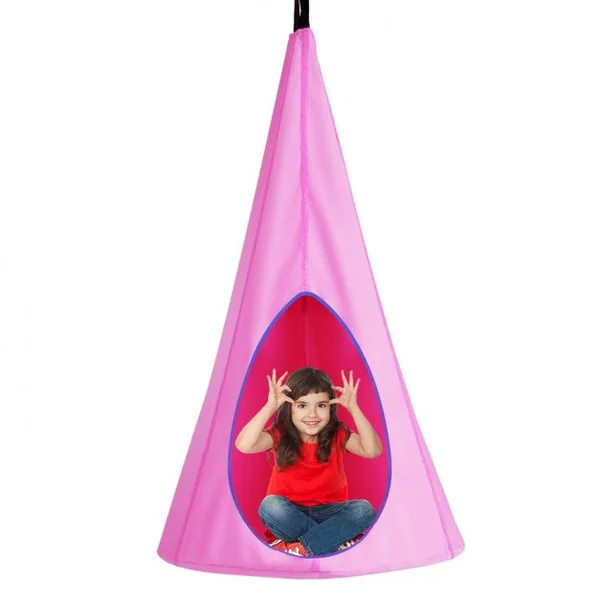 Balançoire Nid d’Oiseau avec Tente Hamac à Suspendu avec Crochet et Corde Charge Max.115KG Rose