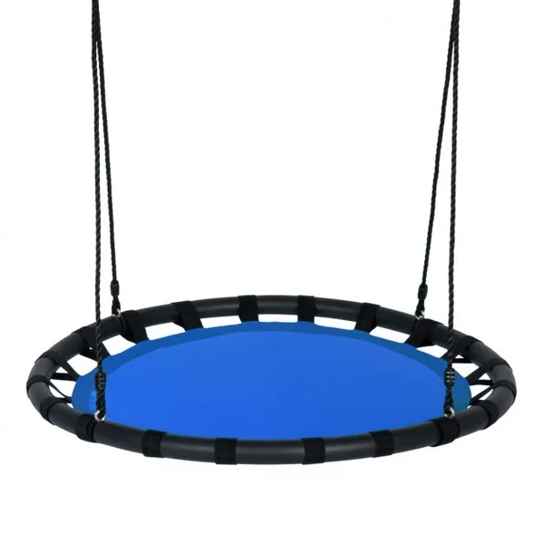 Balançoire Nid d’Oiseau Ronde Ø100CM pour Enfant Hauteur Réglable 100-160CM Charge 150 KG Bleu