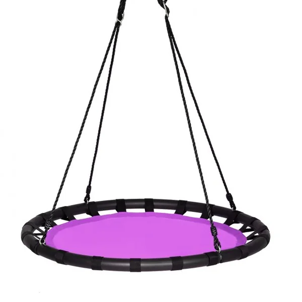 Balançoire Nid d’Oiseau Ronde Ø100CM pour Enfant Hauteur Réglable 100-160CM Charge 150 KG Violet