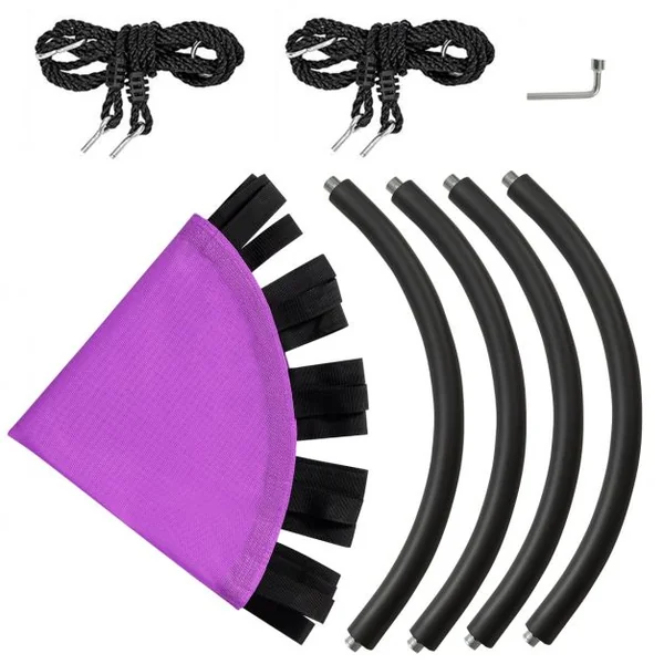 Balançoire Nid d’Oiseau Ronde Ø100CM pour Enfant Hauteur Réglable 100-160CM Charge 150 KG Violet