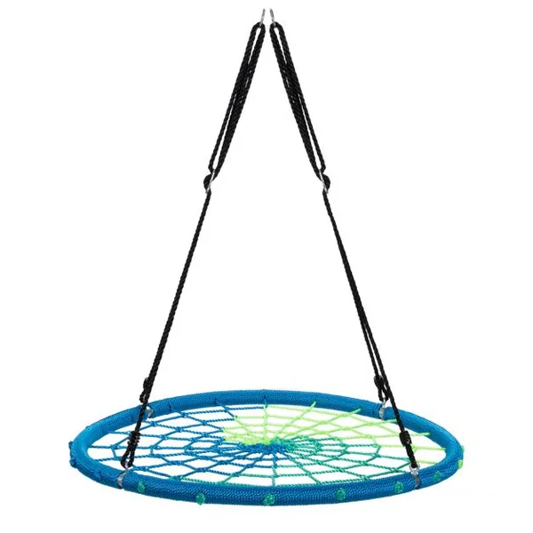 Balançoire Nid d’Oiseau Ø100CM Corde Réglable 100-160CM Charge 150KG Bleu