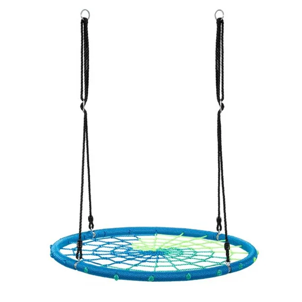 Balançoire Nid d’Oiseau Ø100CM Corde Réglable 100-160CM Charge 150KG Bleu
