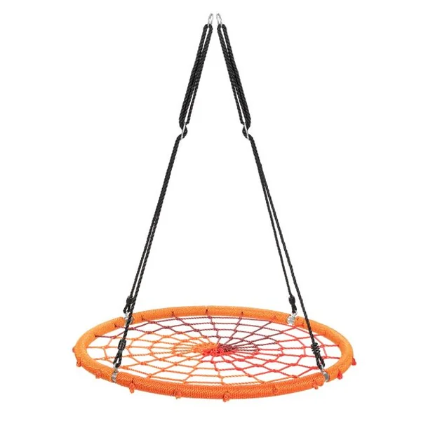 Balançoire Nid d’Oiseau Ø100CM Corde Réglable 100-160CM Charge 150KG Orange