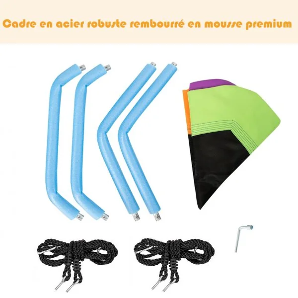 Balançoire Soucoupe Hexagonale Hauteurs Réglables 100-160 CM Capacité 150 kg en Tissu Oxford 94 x 84 CM Multicolore