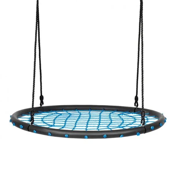 Balançoire Soucoupe Hexagonale Hauteurs Réglables 100-160 CM Capacité 150 kg en Tissu Oxford Dia.100 CM Bleu + Noir