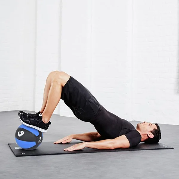 Balle d’exercice fitness yoga rééducation gymnastique Poids de 2 kg Diamètre 19,5 cm, Couleur noir/bleu