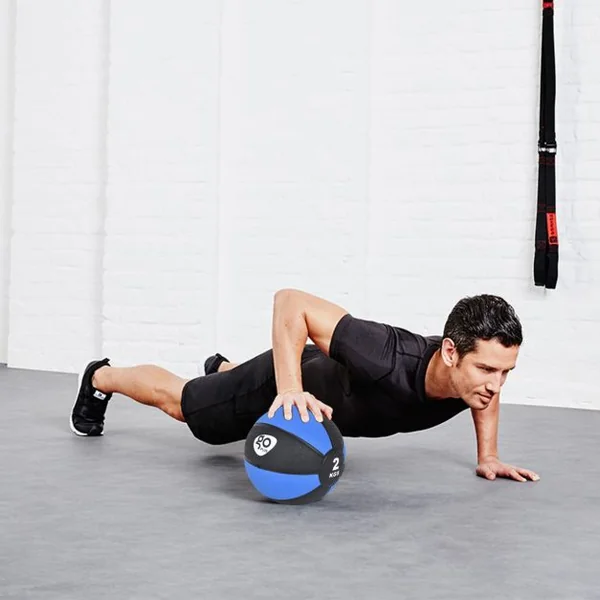 Balle d’exercice fitness yoga rééducation gymnastique Poids de 6 kg Diamètre 24 cm, Couleur noir/bleu