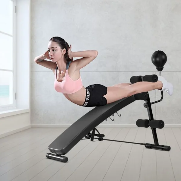 Banc de Musculation Abdominaux Pliable 2 Sangles de Traction Capacité 100 kg en Fer Mousse PU 126,5x51x103cm Noir
