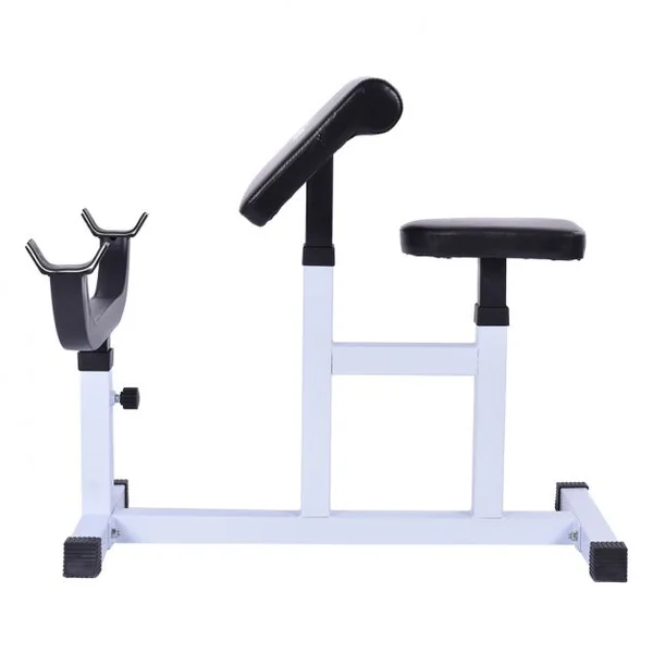 Banc de Musculation de Biceps Charge Max 160 KG Dossier Réglable Coussin d’Appui et Siège, 93x45x105cm, Noir et Blanc