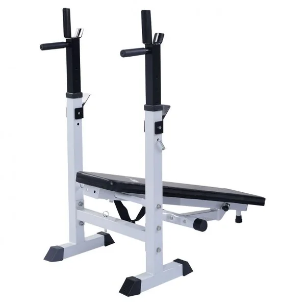 Banc de Musculation Pliable Réglable en 5 Hauteurs, Capacité 200 kg, en Acier, 116 x 55 x 111 cm, Noir et Blanc