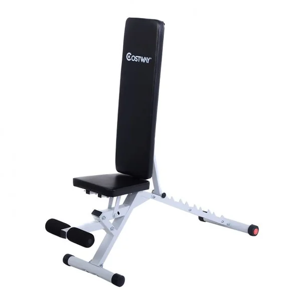 Banc de Musculation Réglable Pliable Inclinable avec Support de Barres pour Haltère et Station à Dips Capacité 100kg