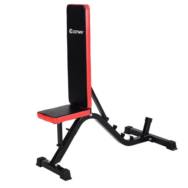 Banc d'entraînement incliné et dos plat Banc de fitness, réglable 6 positions, Capacité 200 kg, 115x60x127cm, Noir&rouge