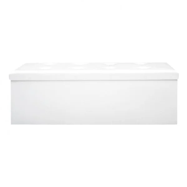 Banc Pliable avec Espace de Rangement Facile à Nettoyer en Cuir de Haute Qualité Capacité 300 kg, 114x38x38cm, Blanc