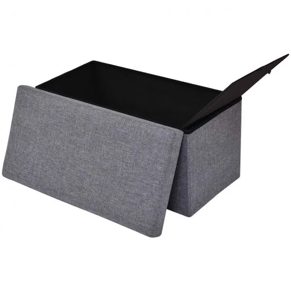 Banc Pouf Siège de Rangement en Tissu Oxford éponge et MDF, pliable, 76 x 38 x 38 cm, Gris