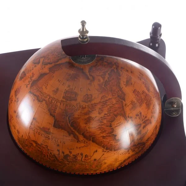 Bar globe terrestre Casier à vin Minibar Etagère en bois Bar roulant avec étagère, Vintage, Rétro, 70x45x89cm, Marron