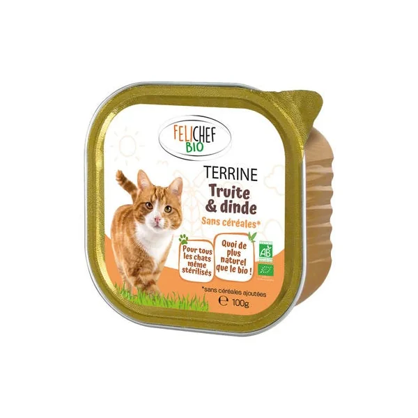 Barquette sans céréales truite chat 100g