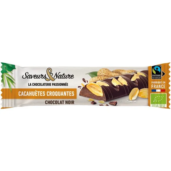 Barre chocolat noir cacahuète 30g