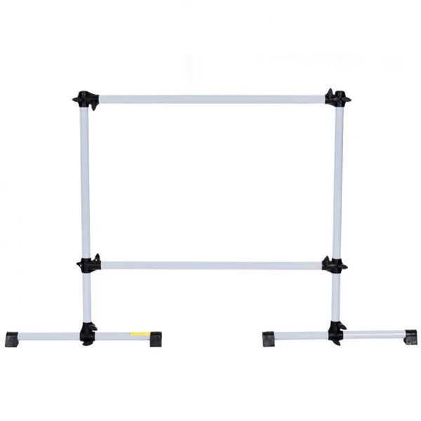 Barre de danse Classique Ballet Barre de danse Double Mobile Hauteur Réglable Tube en Fer, 120x118x71cm, Gris argenté