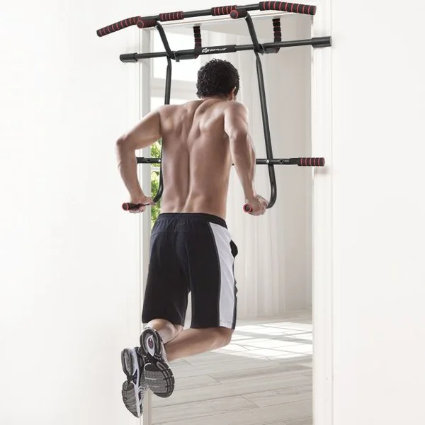 Barre de Traction Murale 6 en 1 Barre de Fitness Fixation avec Poignée en Mousse Capacité 150 Kg 100 X51x25,5cm Noir