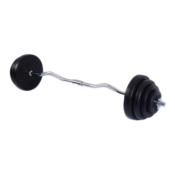 Barre d'Haltères Curl GOPLUS 1 barre acier et 8 Poids Ajustables remplis de Sable à l'Intérieur, Capacité 100kg, Noir