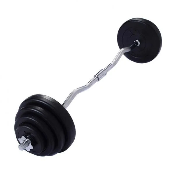 Barre d'Haltères Curl GOPLUS 1 barre acier et 8 Poids Ajustables remplis de Sable à l'Intérieur, Capacité 100kg, Noir