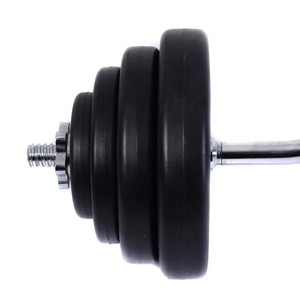 Barre d'Haltères Curl GOPLUS 1 barre acier et 8 Poids Ajustables remplis de Sable à l'Intérieur, Capacité 100kg, Noir