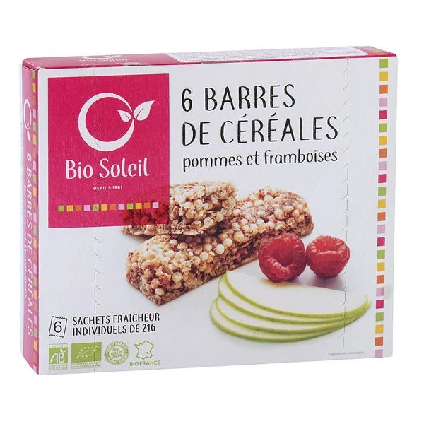 Barres de céréales pomme-framboise (6) 125g