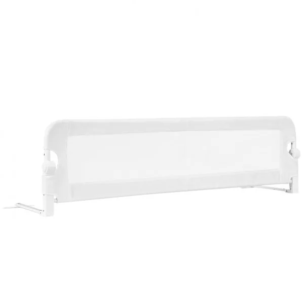 Barrière de Lit 150 CM pour Bébé Maillage Transparent Rabattable Portable Protection Bord de Lit 150x40,5x42cm Blanc