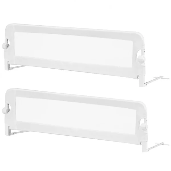 Barrière de Lit 150 CM pour Bébé Maillage Transparent Rabattable Portable Protection Bord de Lit 150x40,5x42cm Blanc