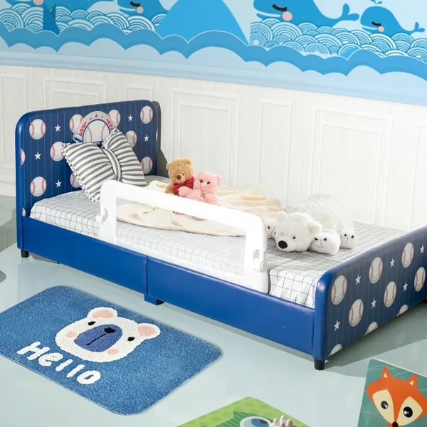 Barrière de Lit Pliable pour Bébé / Enfant Angle 0°-180° avec Mousse Souple en Tissu Oxford Fer PP 105x40x42cm Blanc