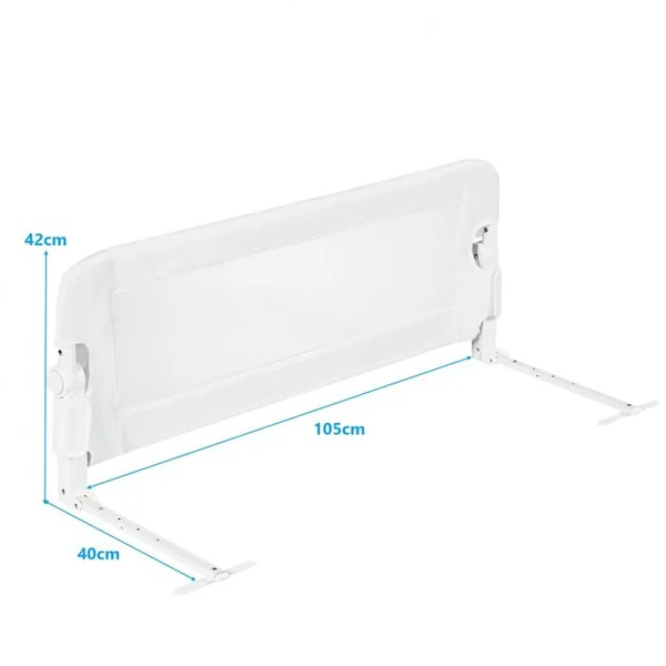 Barrière de Lit Pliable pour Bébé / Enfant Angle 0°-180° avec Mousse Souple en Tissu Oxford Fer PP 105x40x42cm Blanc