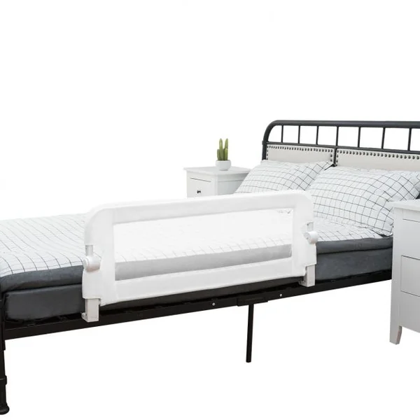 Barrière de Lit Pliable pour Bébé / Enfant Angle 0°-180° avec Mousse Souple en Tissu Oxford Fer PP 105x40x42cm Blanc