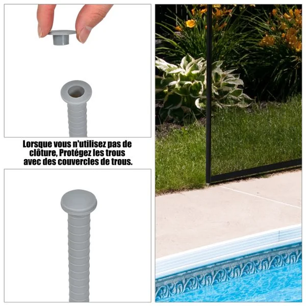 Barrière de Protection pour Piscine Barriere en Maille en Aluminium acier Inoxydable Textilène 90x125cm (L x H) Noir