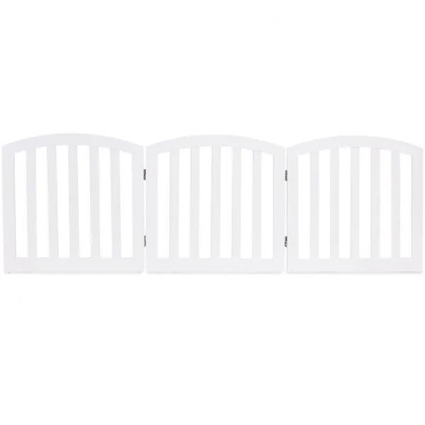 Barrière Sécurité pour Chien en Bois Pliable Autoportante 3 Pans 184,5 x 61CM Blanc