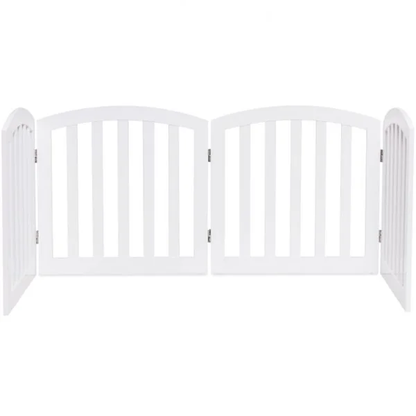 Barrière Sécurité pour Chien en Bois Pliable Autoportante 4 Pans 246 x 61CM Blanc