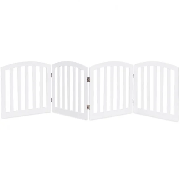 Barrière Sécurité pour Chien en Bois Pliable Autoportante 4 Pans 246 x 61CM Blanc