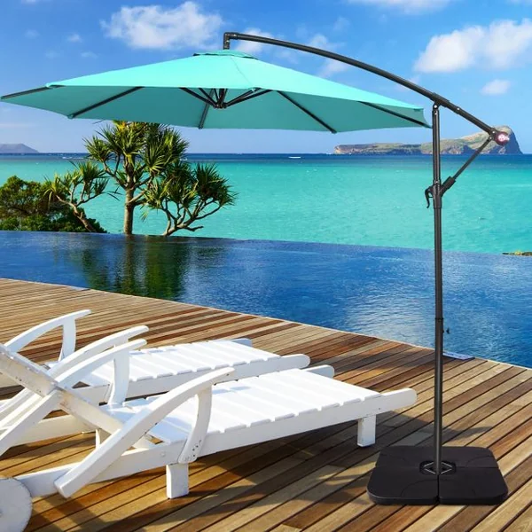 Base de Parasol 4 Pcs Pieds de Parasols Déportés Remplissables D'eau Ou de Sable pour Terrasse Jardin en Hdpe Noir
