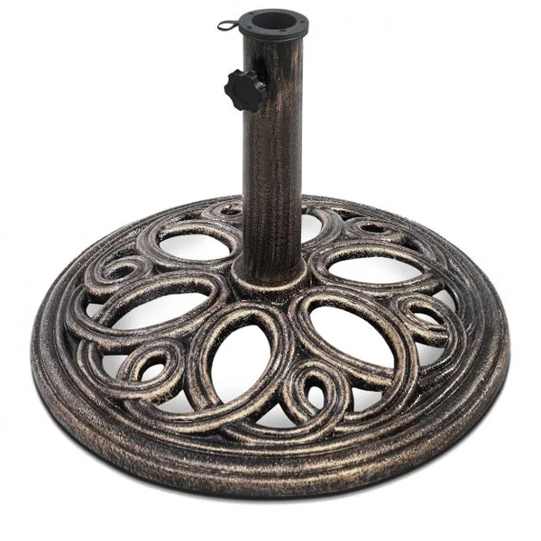 Base de Parasol Dia. 45 cm Pied de Parasol Ajouré Solide Poteau de 38-48mm en Fonte 12,5 kg 32cm Haut Couleur Bronze