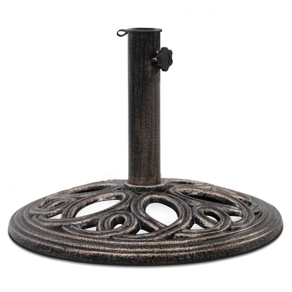Base de Parasol Dia. 45 cm Pied de Parasol Ajouré Solide Poteau de 38-48mm en Fonte 12,5 kg 32cm Haut Couleur Bronze