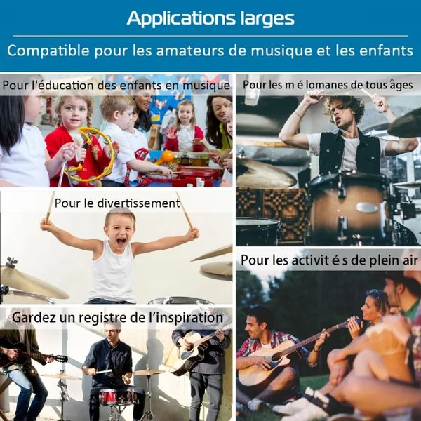 Batterie Electronique Portable à 7 Pads avec 2 Haut-Parleur Roll Up Tambour avec 2 Baguettes Sortie MIDI