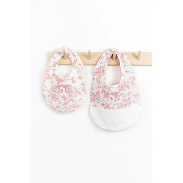 Bavoir Toile de Jouy rose Tartine et Chocolat - Soins Bébé Naturels & Produits Maman Après Naissance