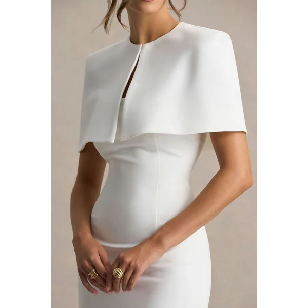 Baylor | Robe mi-longue blanche avec détail cape