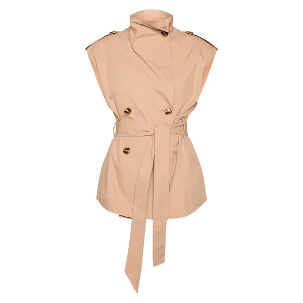 Beige Gilet Trench À Col Montant