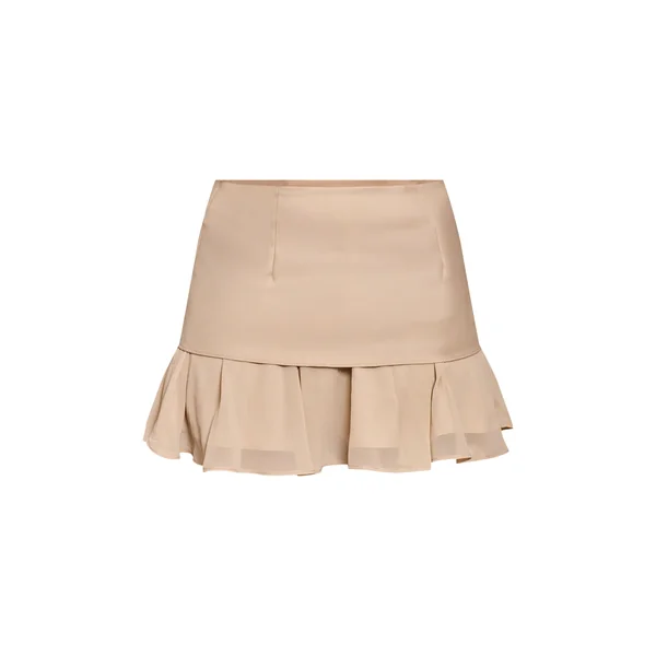 Beige Mini-jupe En Mousseline Tissée