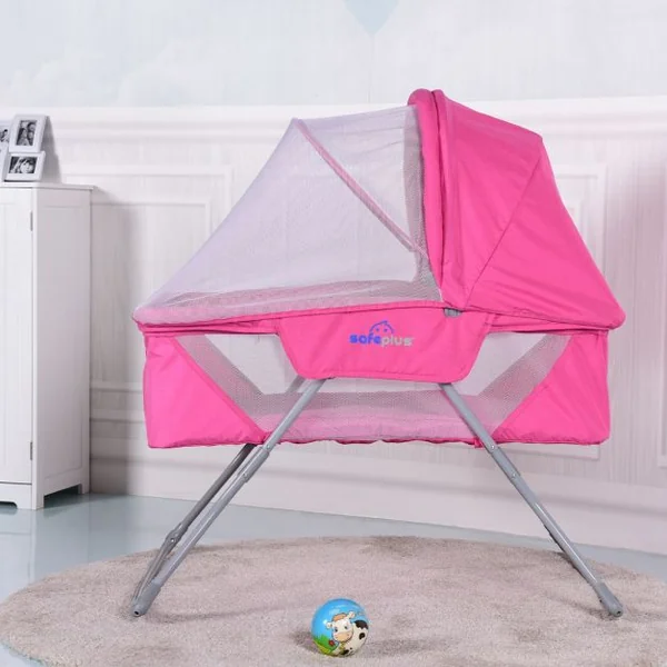 Berceau pour Bébé pliable Berceau Portable de Voyage Moustiquaire et Sac de Transport, 93,5x63x100cm, Gris