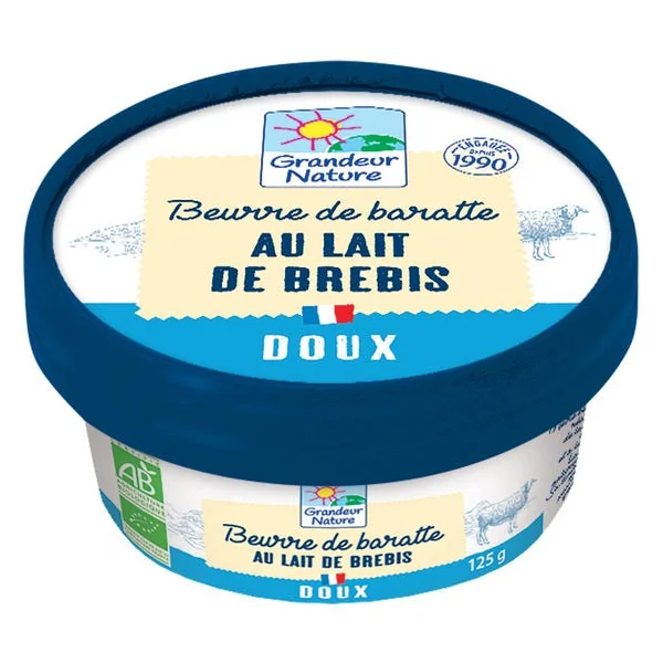 Beurre de baratte lait brebis doux 125g