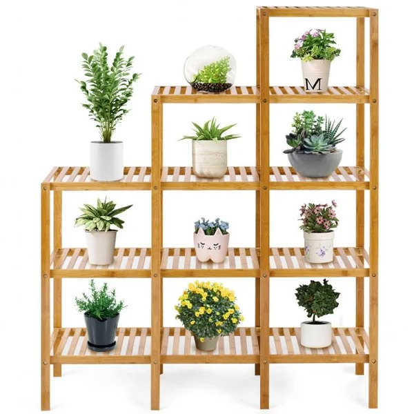 Bibliothèque de Rangement en Bambou pour Livres/Plantes/Fleurs Présentation pour Collections