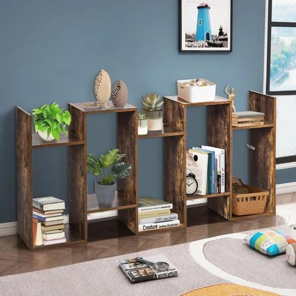 Bibliothèque Etagère de Rangement pour Livres 70 x 24 x 158 cm Style Industriel 5 Niveaux Brun Rustique