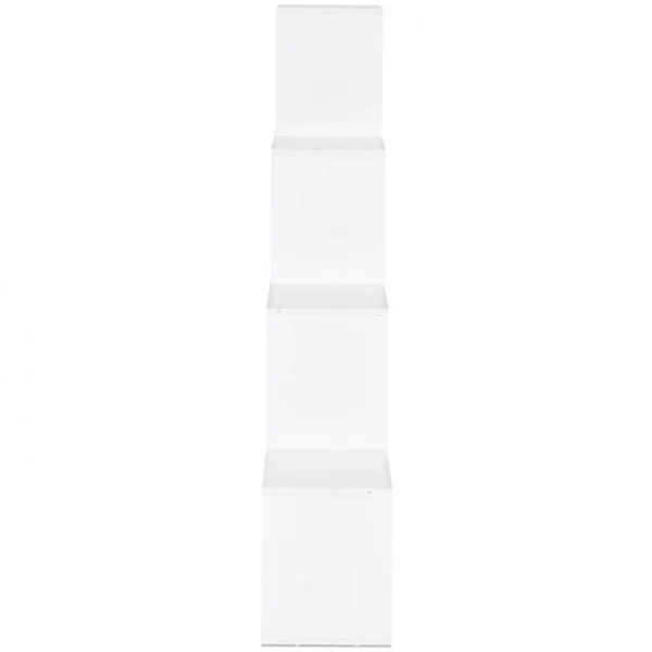Bibliothèque Etagère Rangement Étagère de Livres en Forme Escalier 10 Compartiments pour Bureau Salon Chambre Blanc